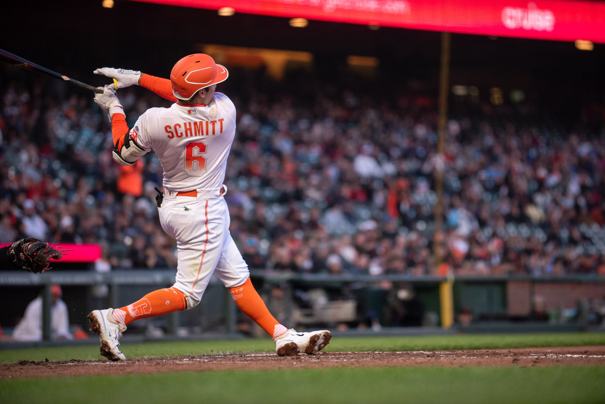 Casey Schmitt sends one into orbit in his major league debut. (2023)